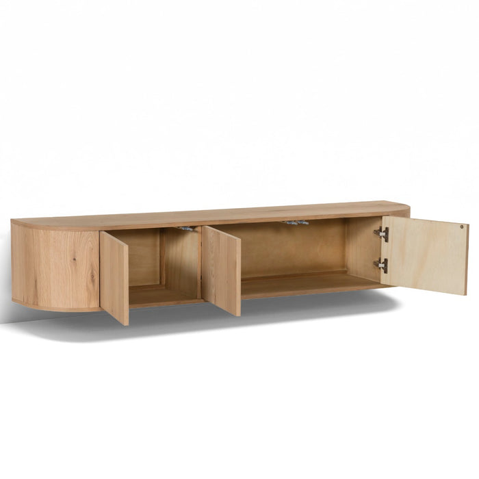 TV-meubel Novero Zwevend Eikenhout fineer Naturel hout 180x35x33 cm-TV-meubels-Livingfurn
