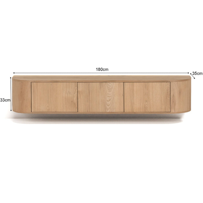 TV-meubel Novero Zwevend Eikenhout fineer Naturel hout 180x35x33 cm-TV-meubels-Livingfurn