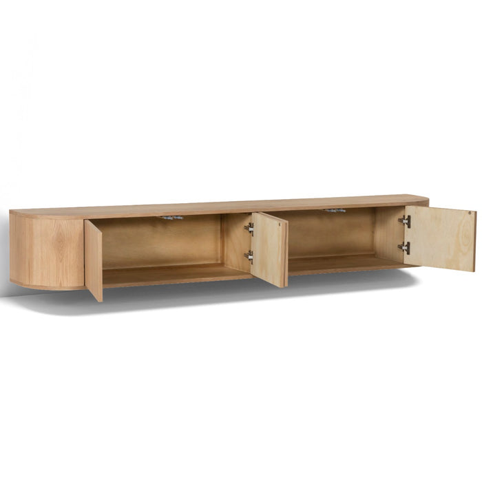 TV-meubel Novero Zwevend Eikenhout fineer Naturel hout 220x35 cm-TV-meubels-Livingfurn
