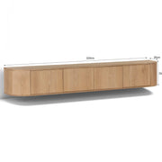 TV-meubel Novero Zwevend Naturel hout 220x35x33 cm-TV-meubels-Livingfurn