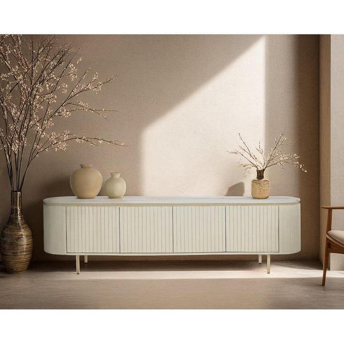 TV-meubel Patou Mangohout Beige 43x210x56 cm-TV-meubels-Livingfurn