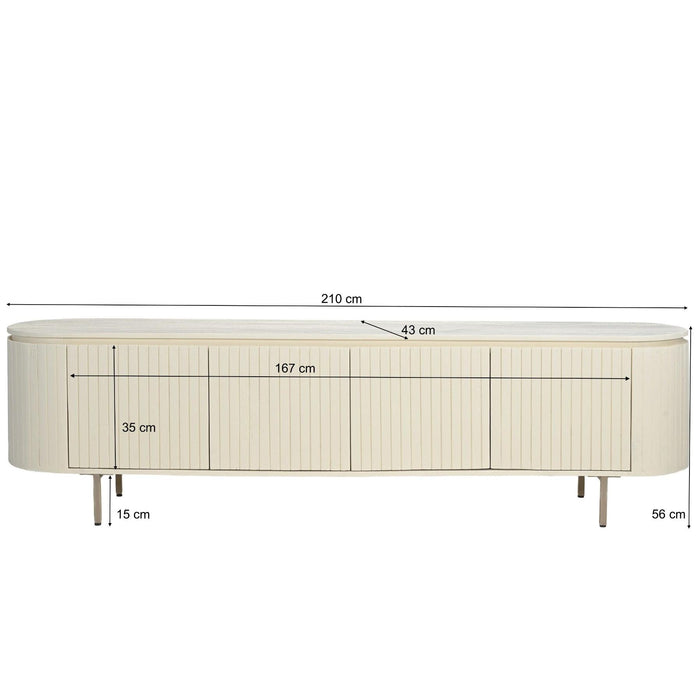 TV-meubel Patou Mangohout Beige 43x210x56 cm-TV-meubels-Livingfurn