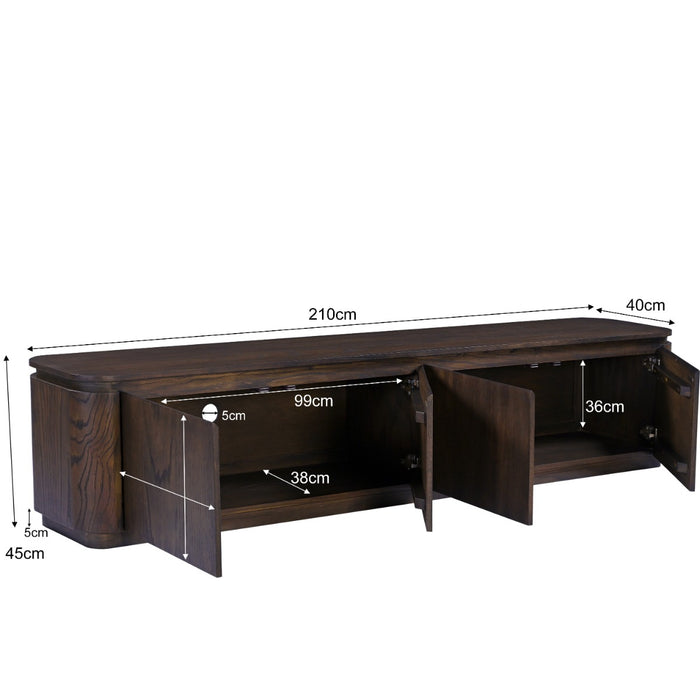 TV-meubel Rivano Eikenhout Fineer Bruin 220cm