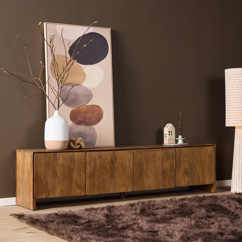 TV-meubel Tense Naturel Mangohout 200x40 cm-TV-meubels-Starfurn