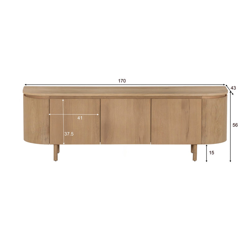 TV-meubel Tobago Eikenhout fineer Naturel hout 170x43x56 cm-TV-meubels-Livingfurn