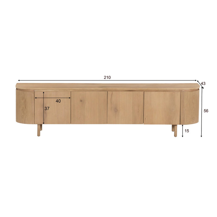 TV-meubel Tobago Eikenhout fineer Naturel hout 210x43x56 cm-TV-meubels-Livingfurn