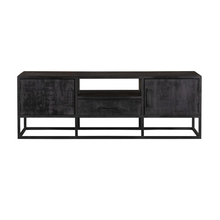 TV-meubel Tv meubel Denver Zwart 145 cm Mangohout en staal-TV-meubels-Starfurn