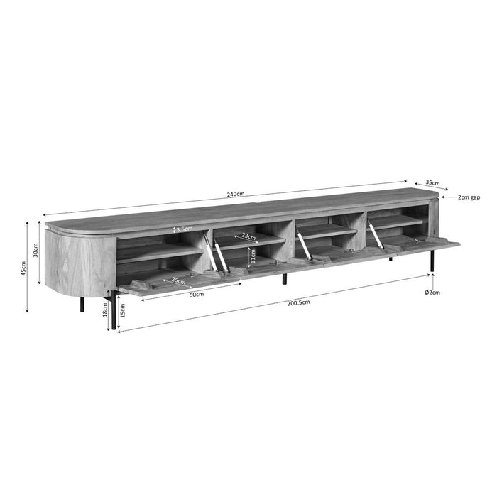 TV-meubel Tv meubel Excellent Taupe 240 cm 240x30x35 cm-TV-meubels-Starfurn