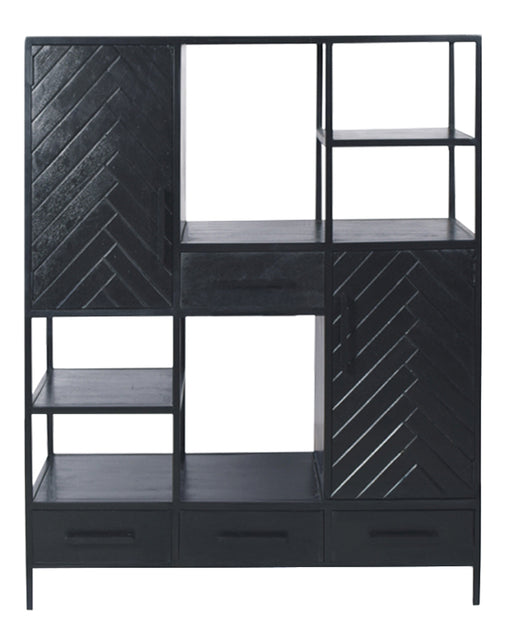 TV-meubel York Mangohout Zwart 160x40x200 cm-TV-meubels-Livingfurn