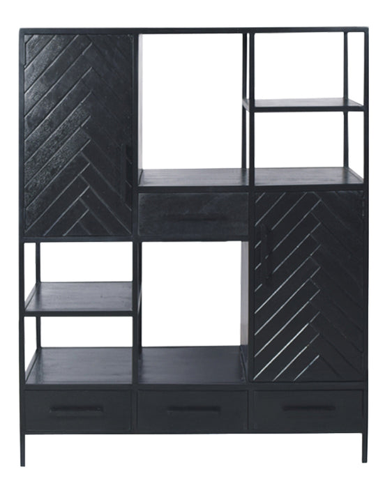 TV-meubel York Mangohout Zwart 160x40x200 cm-TV-meubels-Livingfurn