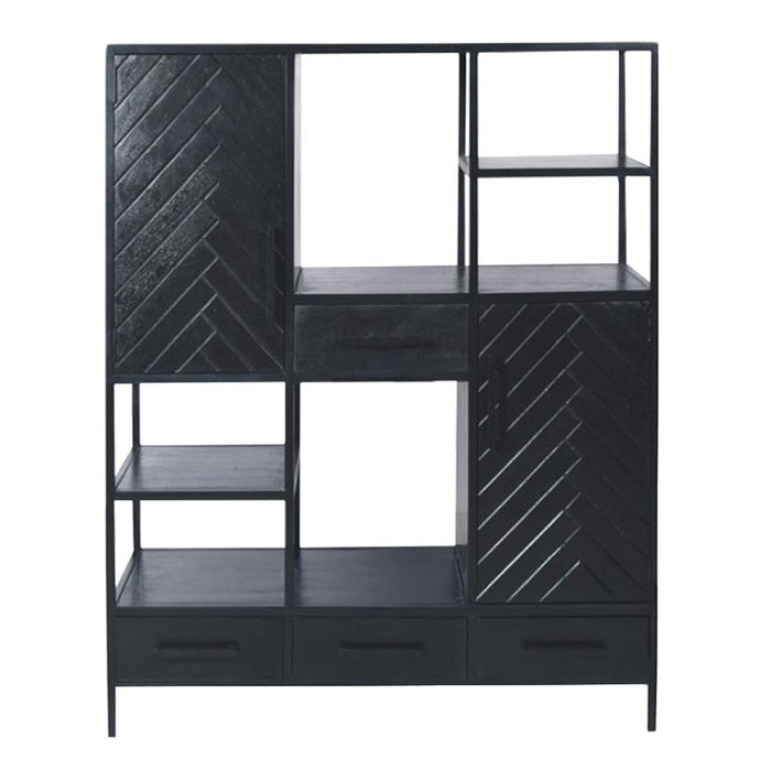 TV-meubel York Mangohout Zwart 160x40x200 cm-TV-meubels-Livingfurn