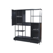 TV-meubel York Mangohout Zwart 160x40x200 cm-TV-meubels-Livingfurn