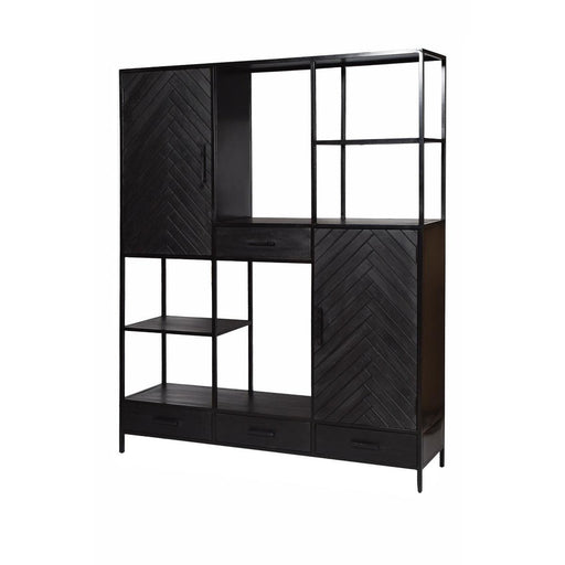 TV-meubel York Mangohout Zwart 160x40x200 cm-TV-meubels-Livingfurn
