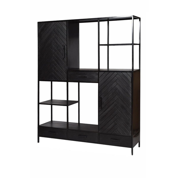 TV-meubel York Mangohout Zwart 160x40x200 cm-TV-meubels-Livingfurn