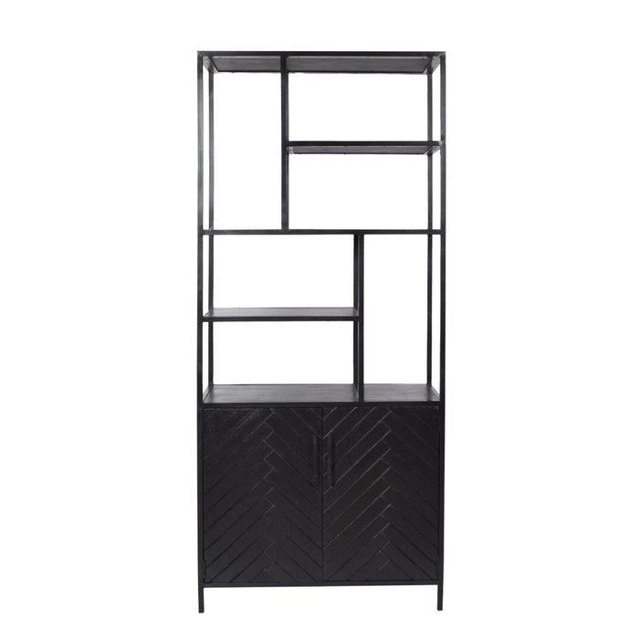 TV-meubel York Mangohout Zwart 90x40x210 cm-Opbergkasten-Livingfurn