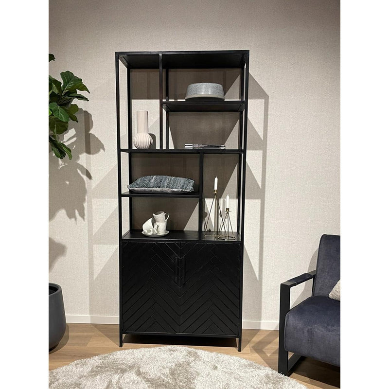 TV-meubel York Mangohout Zwart 90x40x210 cm-Opbergkasten-Livingfurn