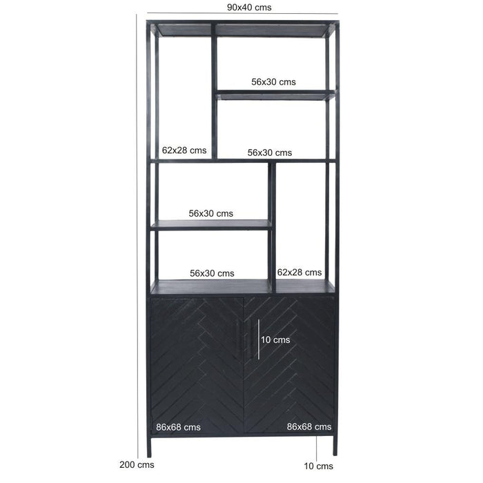 TV-meubel York Mangohout Zwart 90x40x210 cm-Opbergkasten-Livingfurn