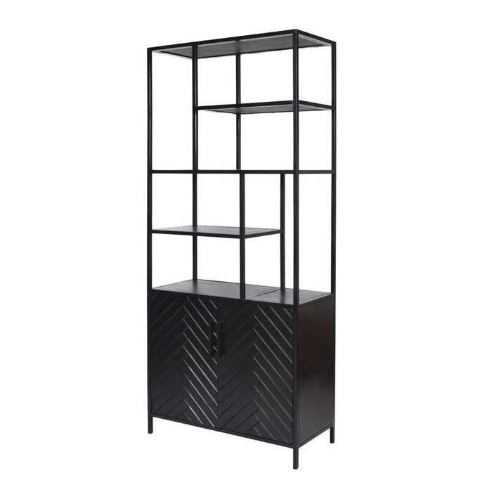 TV-meubel York Mangohout Zwart 90x40x210 cm-Opbergkasten-Livingfurn