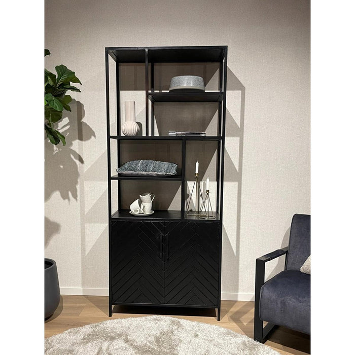 TV-meubel York Mangohout Zwart 90x40x210 cm-TV-meubels-Livingfurn