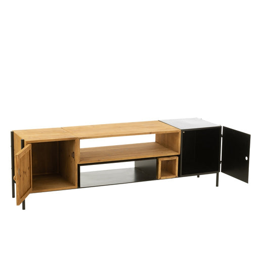 TV-meubel Zwart Fir hout 40x160 cm-TV-meubels-J-Line
