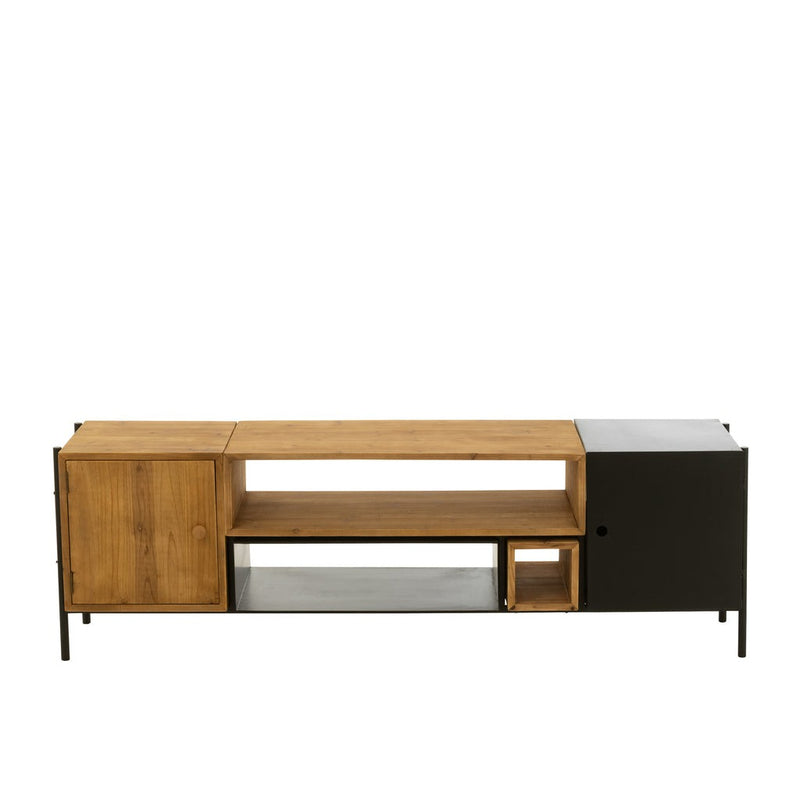 TV-meubel Zwart Fir hout 40x160 cm-TV-meubels-J-Line