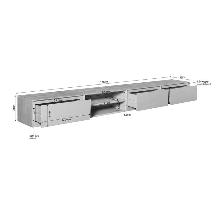 TV-meubel Zwevend tv meubel Ambiance Bruin 280 cm 280x30x35 cm-TV-meubels-Starfurn