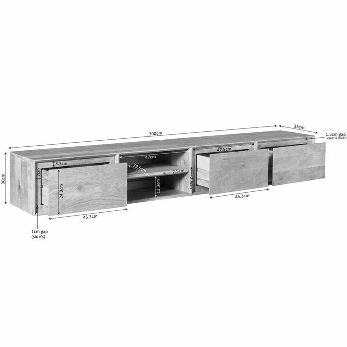TV-meubel Zwevend tv meubel Ambiance Taupe 200 cm 200x30x35 cm-TV-meubels-Starfurn