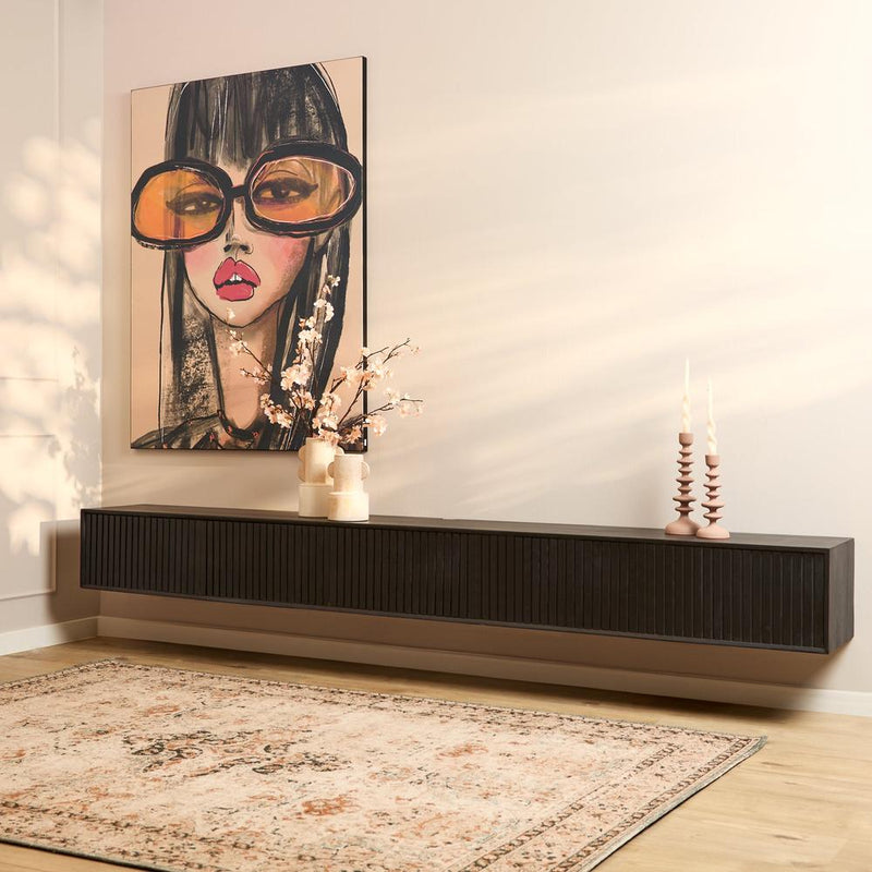 TV-meubel Zwevend tv meubel Madison Zwart 280 cm 280x35x30 cm-TV-meubels-Starfurn