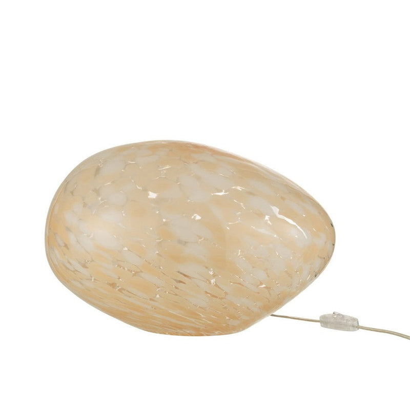 Tafellamp Beige Glas Ovaal 30 cm 30x40x24 cm-Tafellampen-J-Line
