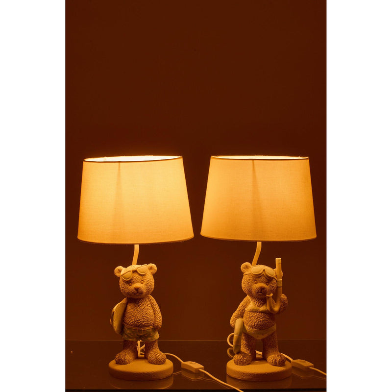 Tafellamp Beige Polykunsthars 26 cm 60343 26x26x48 cm-Tafellampen-J-Line