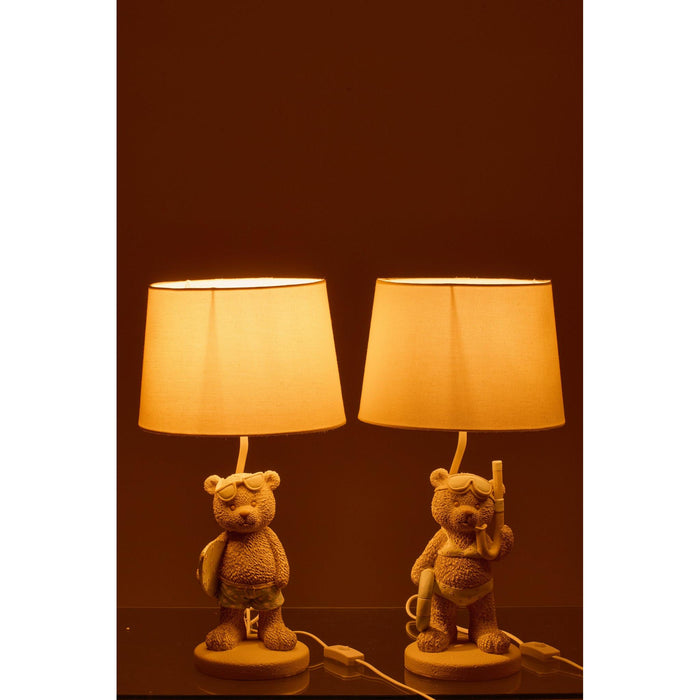 Tafellamp Beige Polykunsthars 26 cm - 60343-Tafellampen-J-Line