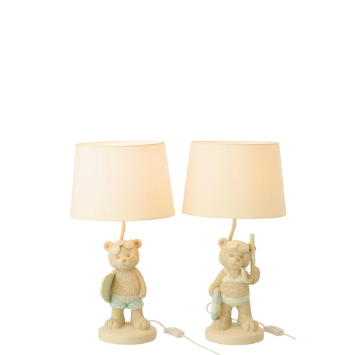 Tafellamp Beige Polykunsthars 26 cm - 60343-Tafellampen-J-Line