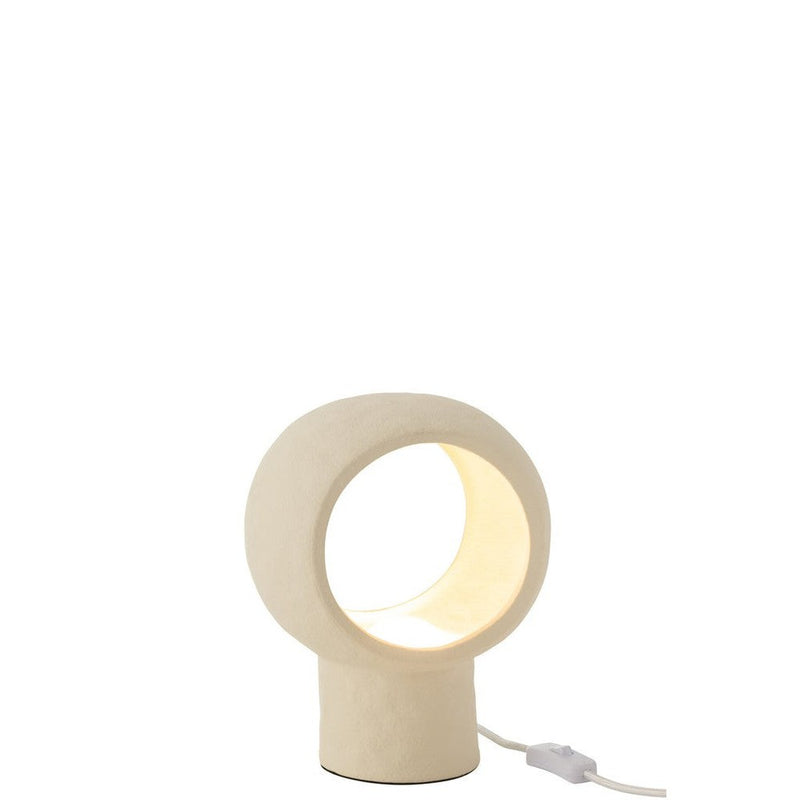 Tafellamp Beige Stoneware Cirkel 14 cm 14x23x27 cm-Tafellampen-J-Line