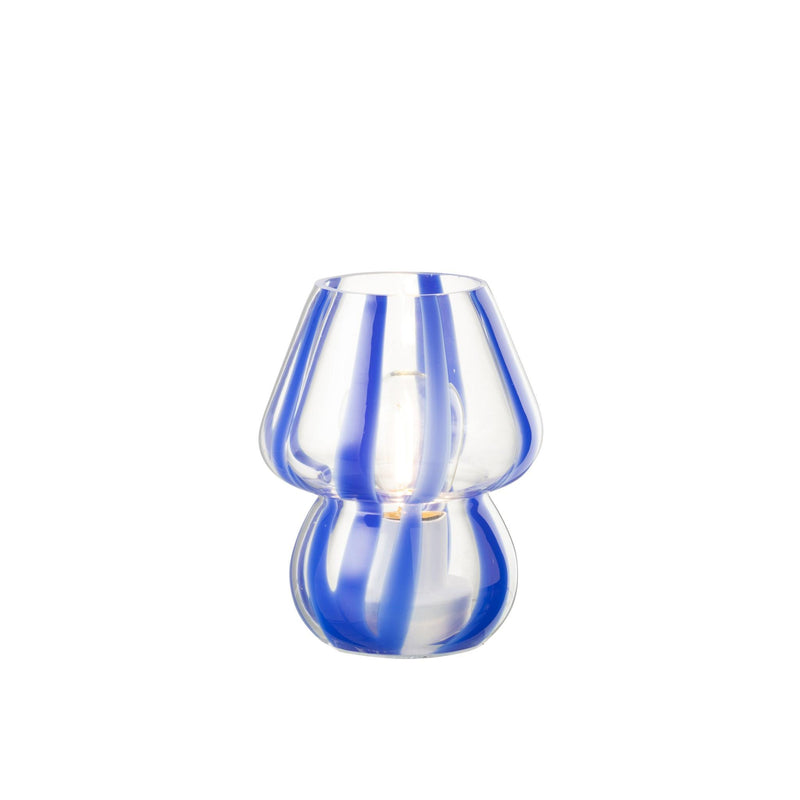 Tafellamp Blauw Glas S 11 cm 11x11x15 cm-Tafellampen-J-Line