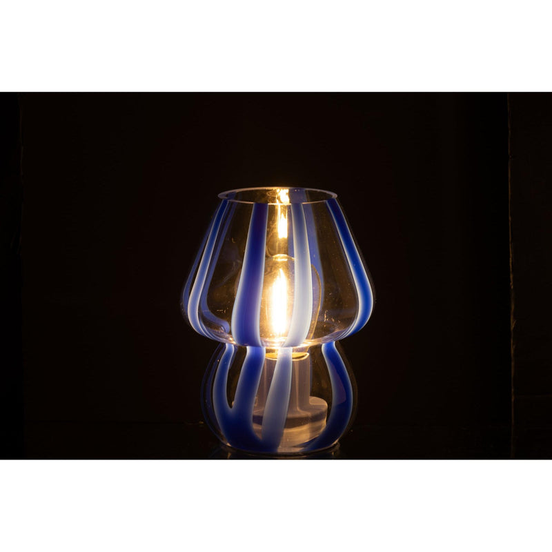Tafellamp Blauw Glas S 11 cm 11x11x15 cm-Tafellampen-J-Line