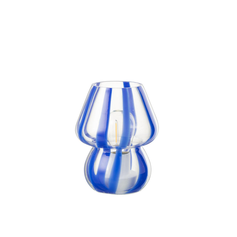 Tafellamp Blauw Glas S 11 cm 11x11x15 cm-Tafellampen-J-Line