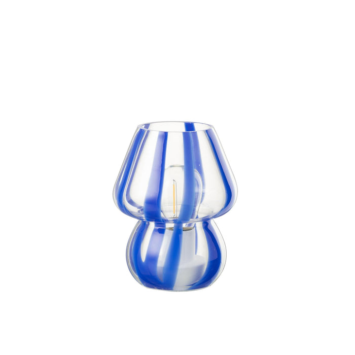 Tafellamp Blauw Glas S 11 cm 11x11x15 cm-Tafellampen-J-Line