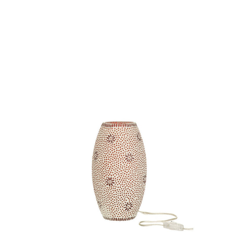 Tafellamp Bram Oranje Carton, Glas Rood 18x18x28 cm-Tafellampen-J-Line