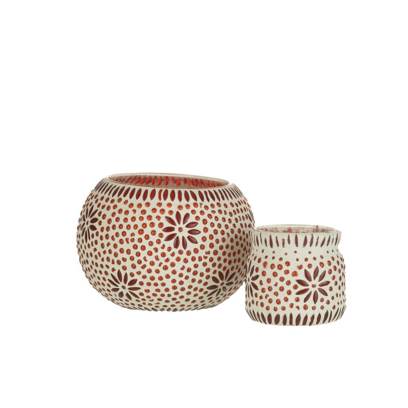Tafellamp Bram Oranje Carton, Glas Rood 18x18x28 cm-Tafellampen-J-Line