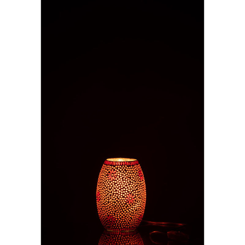 Tafellamp Bram Oranje Glas, Carton Rood 14x14x20 cm-Tafellampen-J-Line