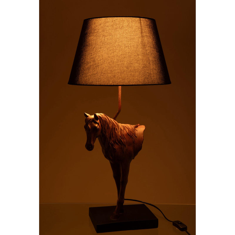 Tafellamp Bruin Polykunsthars 36 cm 35.5x35.5x70 cm-Tafellampen-J-Line
