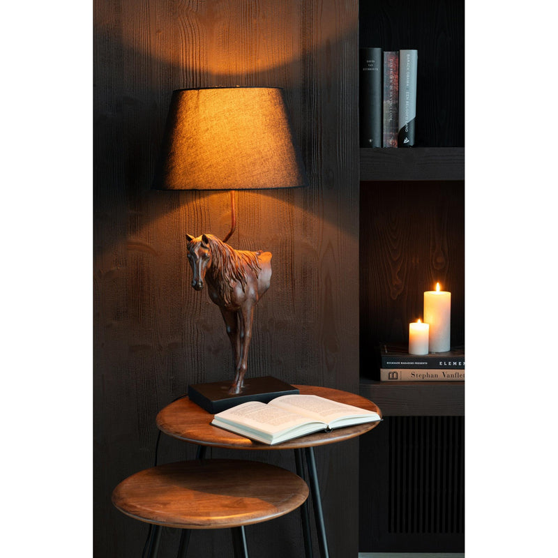 Tafellamp Bruin Polykunsthars 36 cm 35.5x35.5x70 cm-Tafellampen-J-Line