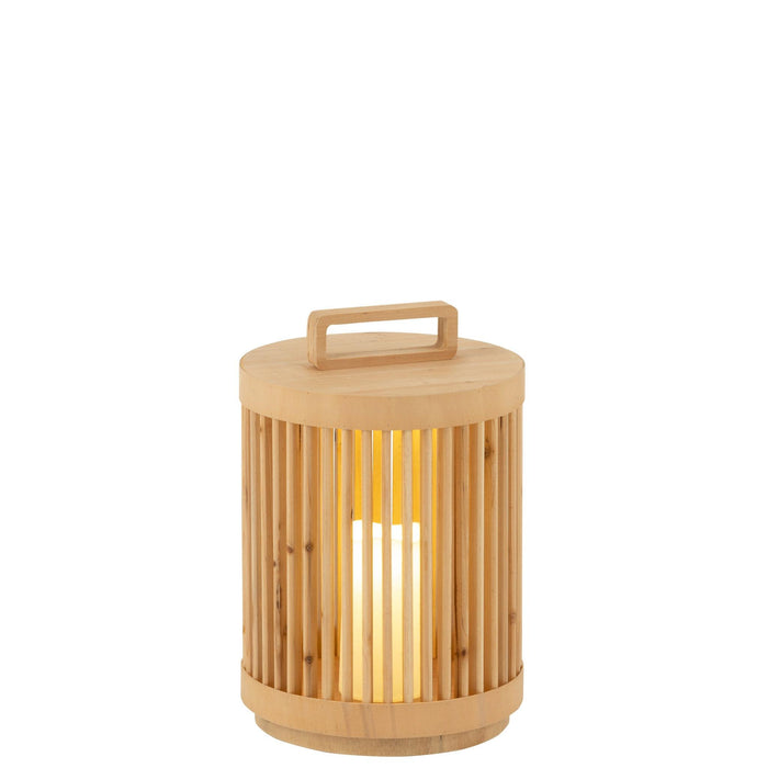Tafellamp Cylinder Sparhout Fir Hout Naturel 24x24x36 cm-Tafellampen-J-Line
