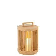 Tafellamp Cylinder Sparhout Fir Hout Naturel 24x24x36 cm-Tafellampen-J-Line