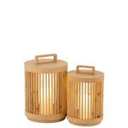 Tafellamp Cylinder Sparhout Fir Hout Naturel 24x24x36 cm-Tafellampen-J-Line