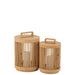 Tafellamp Cylinder Sparhout Fir Hout Naturel 24x24x36 cm-Tafellampen-J-Line