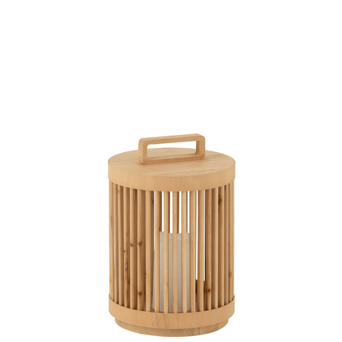 Tafellamp Cylinder Sparhout Fir Hout Naturel 24x24x36 cm-Tafellampen-J-Line