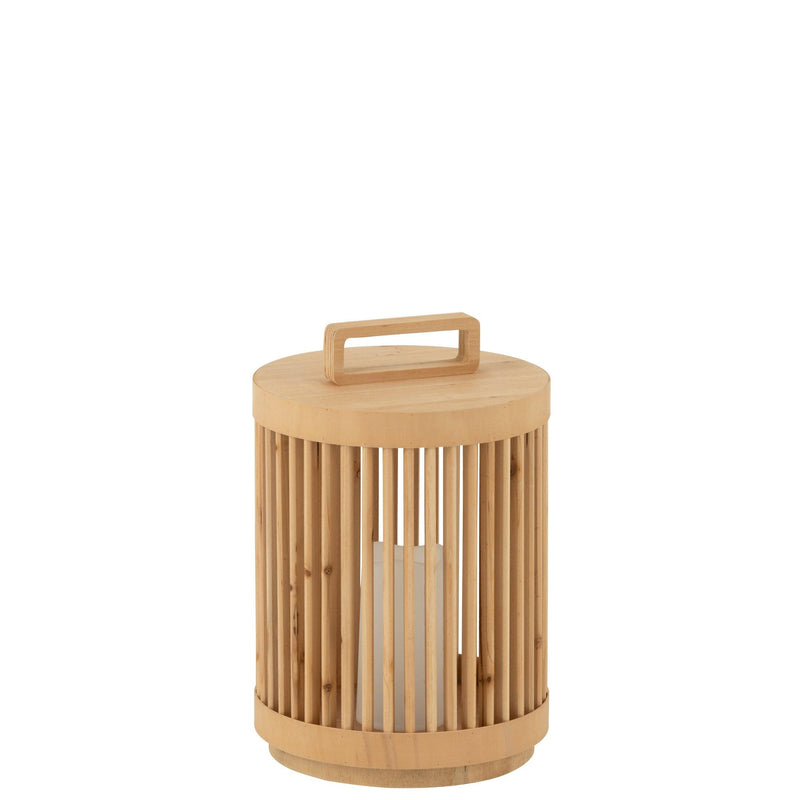 Tafellamp Cylinder Sparhout Fir Hout Naturel 24x24x36 cm-Tafellampen-J-Line