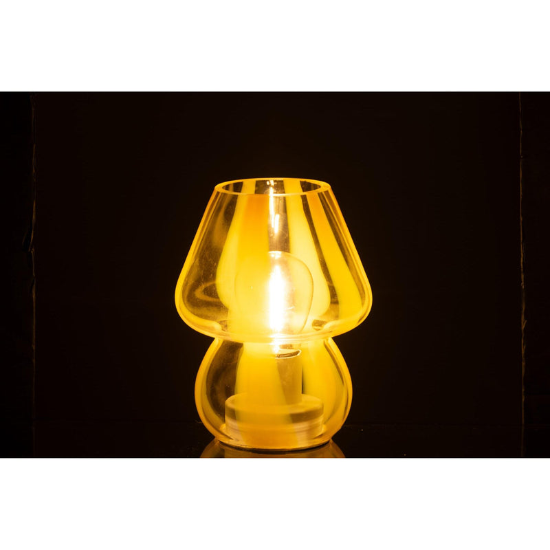 Tafellamp Geel Glas S 11 cm 11x11x15 cm-Tafellampen-J-Line