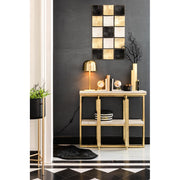 Tafellamp Goud Marmer 20 cm 20.5x20.5x49 cm-Tafellampen-J-Line
